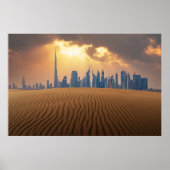 Deserts Dubai's Skyline View from Sand Dune Poster (Voorkant)