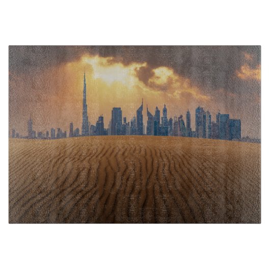 Deserts Dubai's Skyline View from Sand Dune Snijplank (Voorkant)