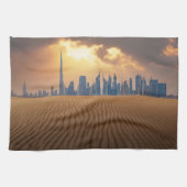 Deserts Dubai's Skyline View from Sand Dune Theedoek (Horizontaal)