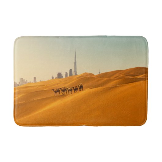 Deserts Dubai's Skyline View with Camels Badmat (Voorkant)