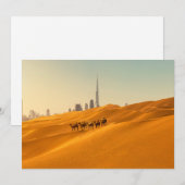 Deserts Dubai's Skyline View with Camels Bedankkaart (Voorkant / Achterkant)