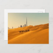 Deserts Dubai's Skyline View with Camels Briefkaart (Voorkant / Achterkant)