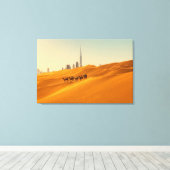 Deserts Dubai's Skyline View with Camels Canvas Afdruk (Insitu (Houten vloer))