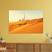 Deserts Dubai's Skyline View with Camels Canvas Afdruk (Insitu (Woonkamer))