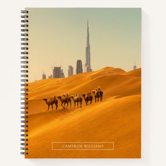 Deserts Dubai's Skyline View with Camels Notitieboek (Voorkant)