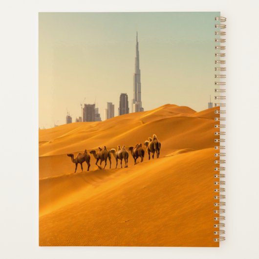 Deserts Dubai's Skyline View with Camels Planner (Achterkant)