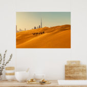 Deserts Dubai's Skyline View with Camels Poster (Keuken)