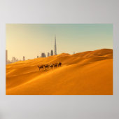 Deserts Dubai's Skyline View with Camels Poster (Voorkant)