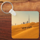 Deserts Dubai's Skyline View with Camels Sleutelhanger (Voorkant)