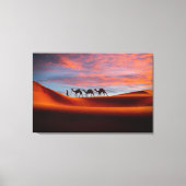 Deserts Man & Camels in the Sand Dunes Canvas Afdruk (Voorkant)