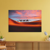 Deserts Man & Camels in the Sand Dunes Canvas Afdruk (Insitu (Woonkamer))