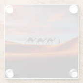 Deserts | Man & Camels in the Sand Dunes Glazen Onderzetter (Achterkant)