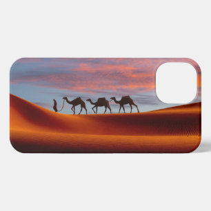 Deserts Man & Camels in the Sand Dunes iPhone 13 Hoesje