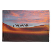 Deserts | Man & Camels in the Sand Dunes Kussensloop (Achterkant)
