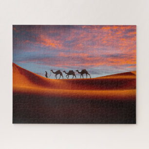 Deserts Man & Camels in the Sand Dunes Legpuzzel