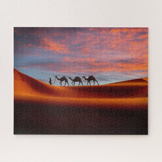 Deserts Man & Camels in the Sand Dunes Legpuzzel (Horizontaal)