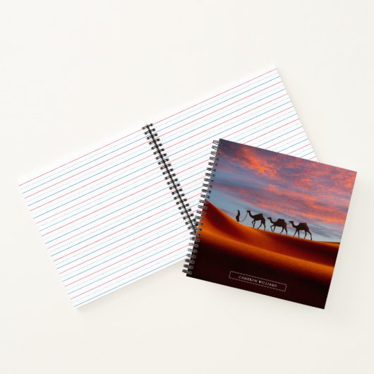 Deserts Man & Camels in the Sand Dunes Notitieboek (Binnen)