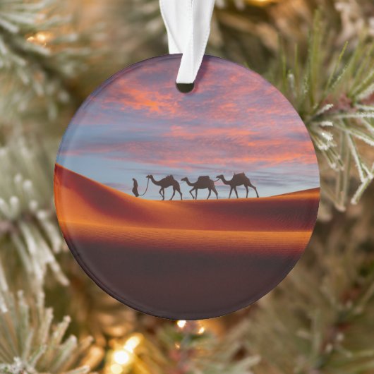 Deserts Man & Camels in the Sand Dunes Ornament (Boom)