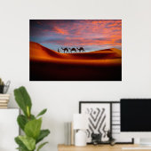 Deserts | Man & Camels in the Sand Dunes Poster (Thuiskantoor)