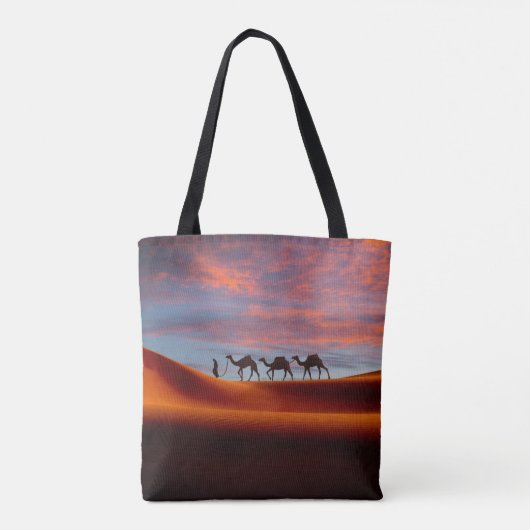 Deserts Man & Camels in the Sand Dunes Tote Bag (Achterkant)
