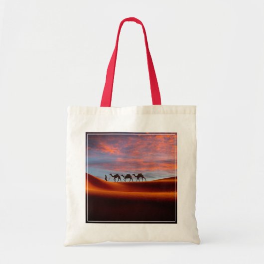 Deserts Man & Camels in the Sand Dunes Tote Bag (Voorkant)