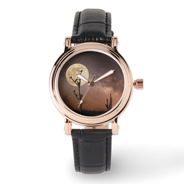 Deserts Saguaro Cactus With Birds in Desert Horloge (Voorkant)