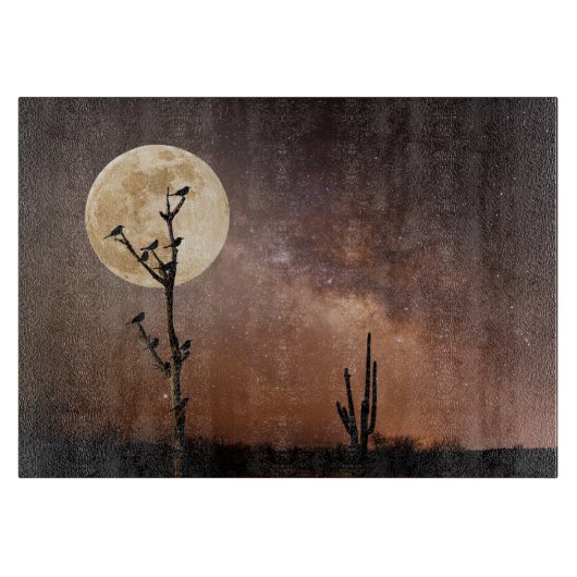 Deserts Saguaro Cactus With Birds in Desert Snijplank (Voorkant)