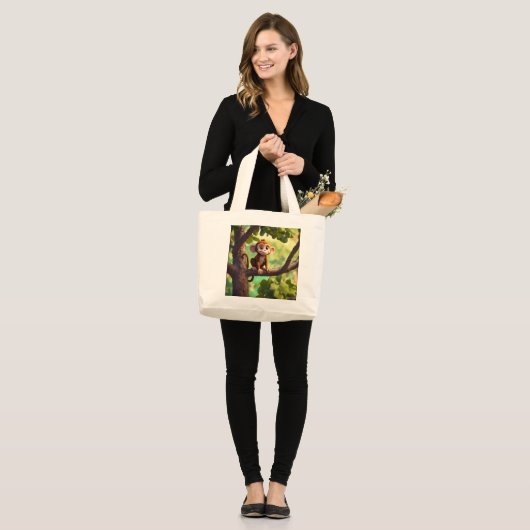 Desheze Vrouwen Handtas Schattige Monkey Canvas ta (Voorkant (model))
