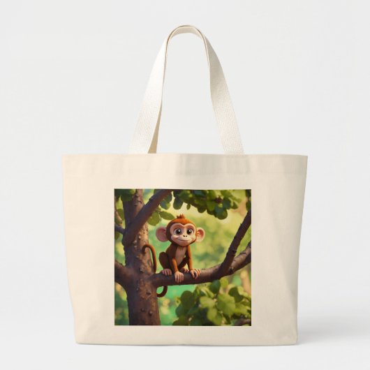 Desheze Vrouwen Handtas Schattige Monkey Canvas ta (Voorkant)