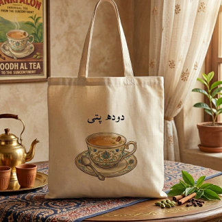Desi Aesthetic Vintage Chai Lover Urdu Pakistani Tote Bag