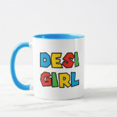 Desi Girl Mok, Schattig Modern Script Theekoffie Mok (Links)
