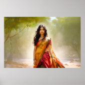 Desi in een sari schilderij poster (Voorkant)