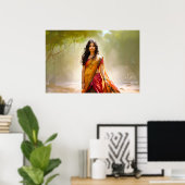 Desi in een sari schilderij poster (Thuiskantoor)