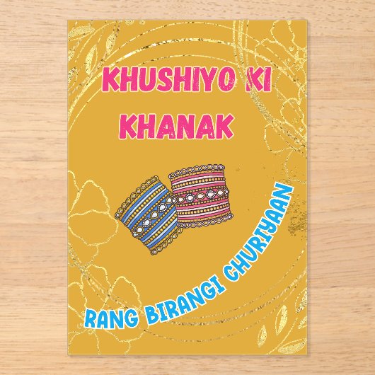 Desi Indian Pakistani Wedding Mehndi  Acryl Uitnodigingen (Voorkant)