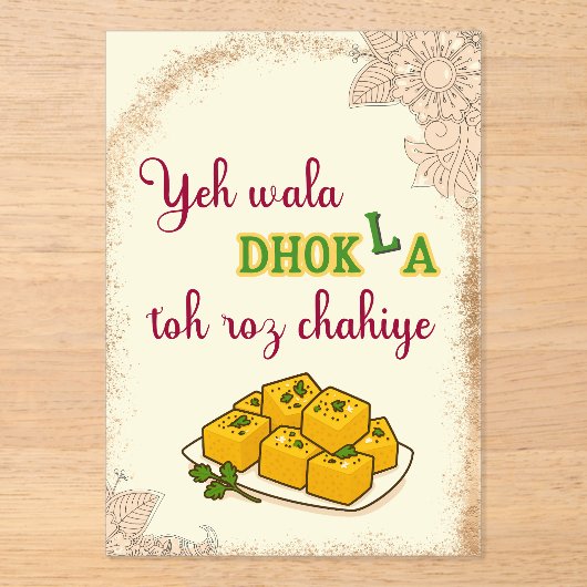 Desi Indian Pakistani Wedding Mehndi Food Sign Acryl Uitnodigingen (Voorkant)
