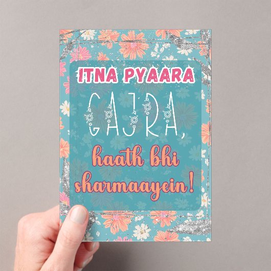 Desi Indian Pakistani Wedding Mehndi Food Sign Acryl Uitnodigingen (Insitu (Draagbaar))