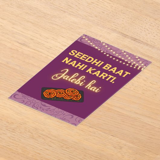 Desi Indian Pakistani Wedding Mehndi Food Sign Acryl Uitnodigingen (Laagn)