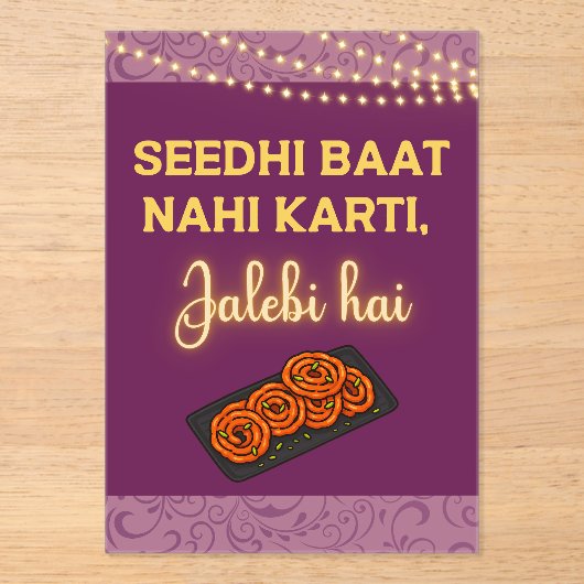 Desi Indian Pakistani Wedding Mehndi Food Sign Acryl Uitnodigingen (Voorkant)