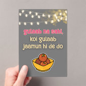 Desi Indian Pakistani Wedding Mehndi Food Sign Acryl Uitnodigingen (Insitu (Draagbaar))