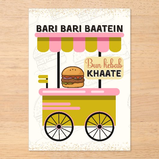 Desi Indian Pakistani Wedding Mehndi Food Sign Acryl Uitnodigingen (Voorkant)