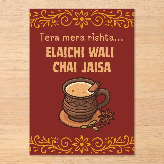 Desi Indiase Pakistaanse bruiloft Mehndi Voedsel T Acryl Uitnodigingen (Voorkant)