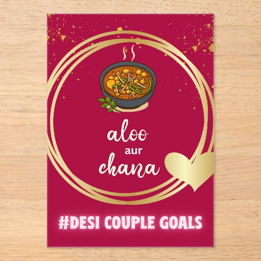 Desi Indiase Pakistaanse bruiloft Mehndi Voedsel T Acryl Uitnodigingen (Voorkant)