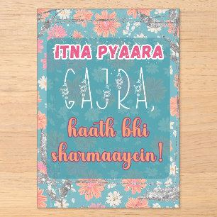 Desi Indiase Pakistaanse trouw Mehndi voeding bord Acryl Uitnodigingen
