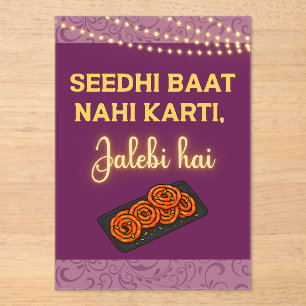 Desi Indiase Pakistaanse trouwfeest Mehndi-tekens Acryl Uitnodigingen