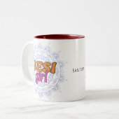 Desi meisje chakra naam tweekleurige koffiemok (Voorkant links)