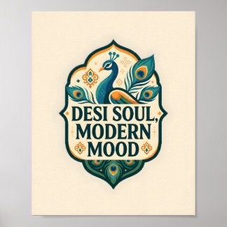 Desi Soul Modern Mood Indische Pauw Poster
