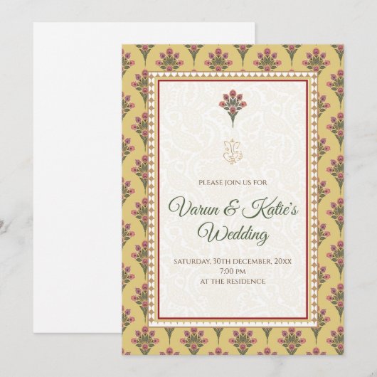 Desi Trouwkaart Digitale Indiase bruiloft uitnodig Kaart (Voorkant / Achterkant)