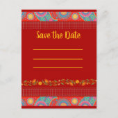 Desi Wedding Style Deep Red Design Aankondigingskaart (Voorkant)