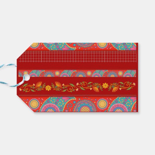 Desi Wedding Style Deep Red Design Cadeaulabel (Achterkant Horizontaal)