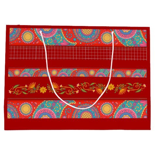 Desi Wedding Style Deep Red Design Groot Cadeauzakje (Achterkant)